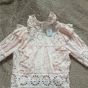 Stellah Pink Cream Eyelet Blouse and skirt set